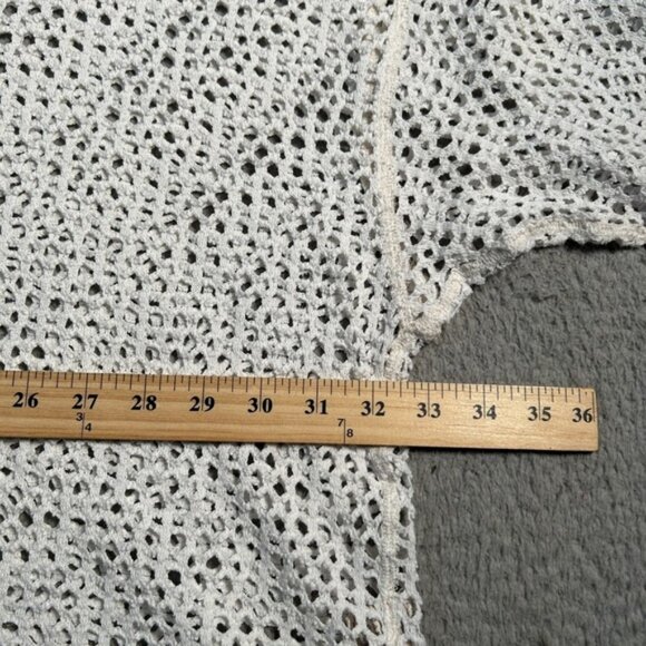 Free People Womens Top XS White Fish Net Sheer Coastal Boho Long Sleeve - Picture 7 of 9